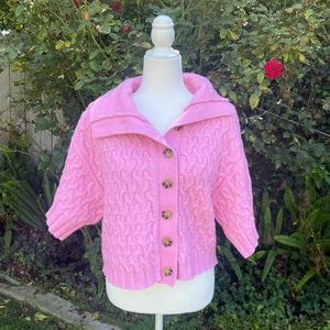 Free People Pink Cropped Cardigan,  Size XS